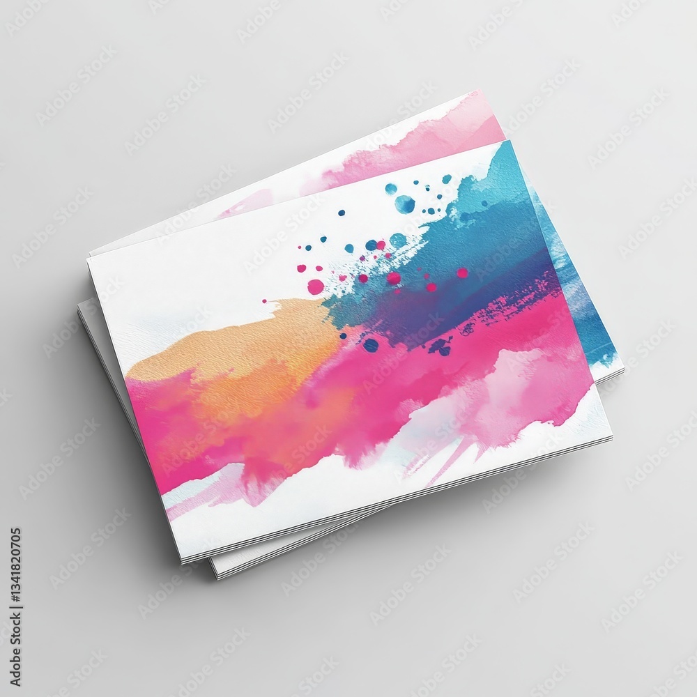 Naklejka premium Artistic Business Card Mockup with Trendy Watercolor Design