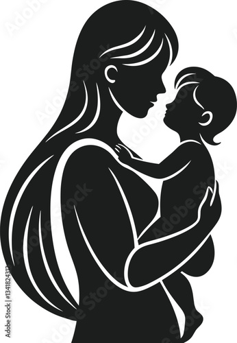 Wallpaper Mural Mother and Child Silhouette – Loving Family Bond Vector Torontodigital.ca