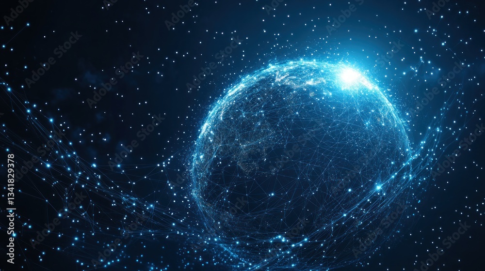 Obraz premium Digital Networked Earth, Space Background, Global Connectivity