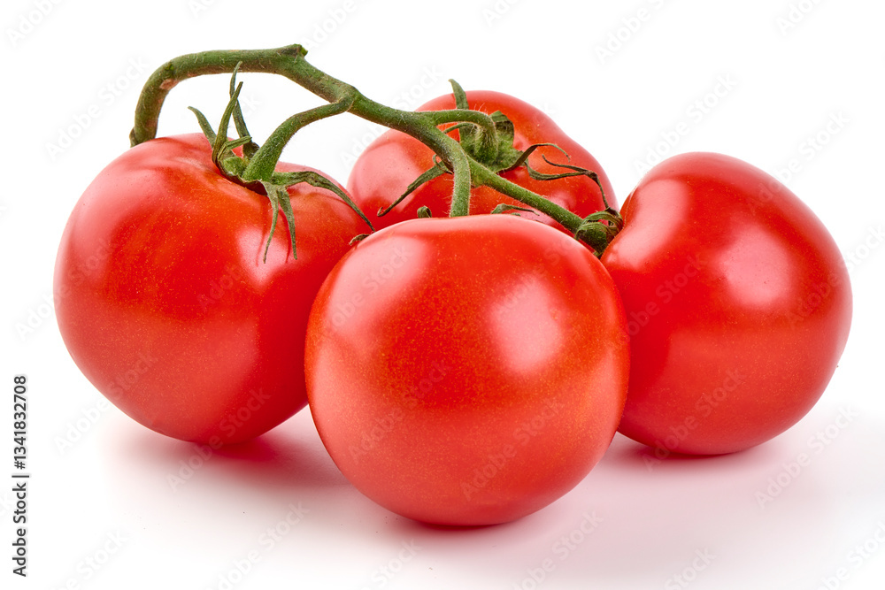 Ripe fresh tomatoes, close-up, isolated on white background. Ripe fresh tomatoes, close-up, isolated on white background.