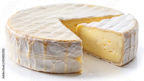 Round brie or camembert cheese isolated on a white background
