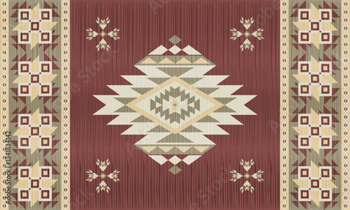 American tribal ethnic native pattern.Traditional Navajo,Aztec,Apache,Southwest and Mexican style fabric pattern.Abstract vector motifs pattern.For fabric,clothing,blanket,carpet,woven,wrap,decoration