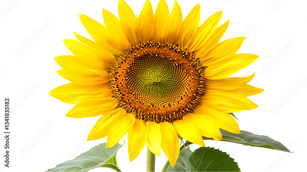 Obraz premium A single, radiant sunflower stands prominently against a contrasting background, showcasing its bright yellow petals and intricate center.