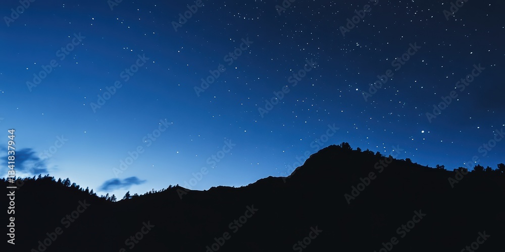 Fototapeta premium Stunning night landscape featuring the bright Milky Way galaxy over majestic mountains. A breathtaking starry sky perfect for nature, astronomy, and adventure themes.