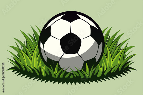Soccer ball on the green grass in a field