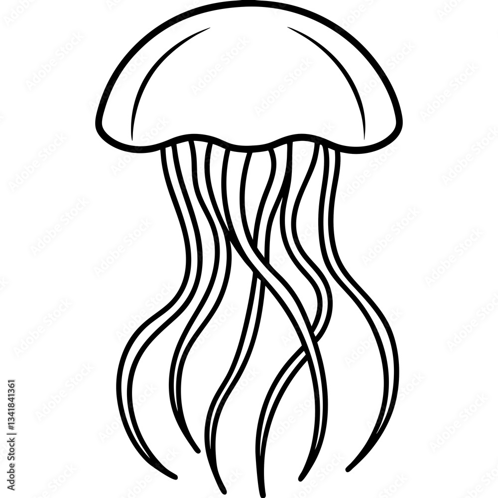 Elegant Jellyfish Outline Illustration Elegant Jellyfish Outline Illustration