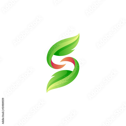 letter s logo with natural leaf combination in 3d design style Free Download letter s logo with natural leaf combination in 3d design style - GFXLoad