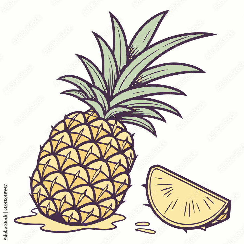 Obraz premium vector illustration of pineapple