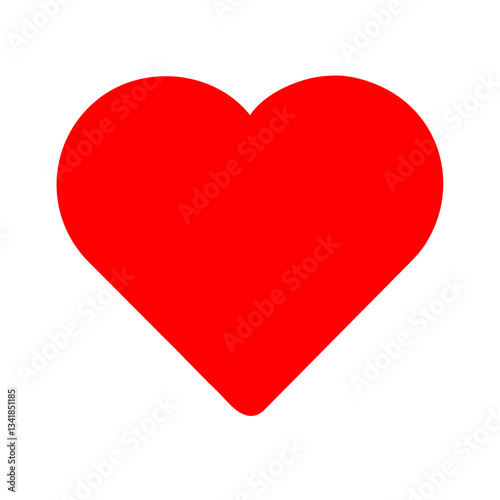 Simple solid red heart icon, bold design, symbolizes love and affection