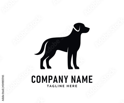 Dog Logo Design. Black Dog Silhouette, Canine Breed, Animal Icon, Pet Graphic, Simple Design, Monochrome, Vector