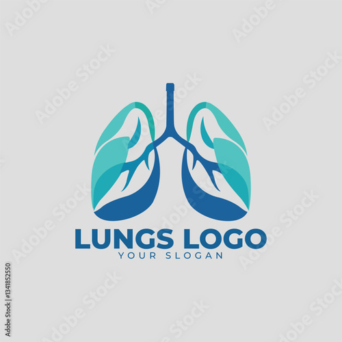 Abstract Lungs Vector Logo: Modern Respiratory Health Symbol for Medical and Wellness Branding


