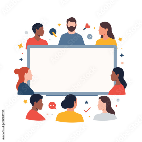 Diverse team members discussing in virtual meeting, collaborative concept