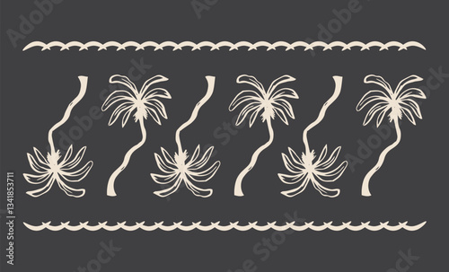 Vintage retro modern graphic for Summer prints tropical beach artwork, California summer Palm tree vintage graphic design for t-shirt. hand drawn Wave, Men's Women's kid's boys girls t shirt design