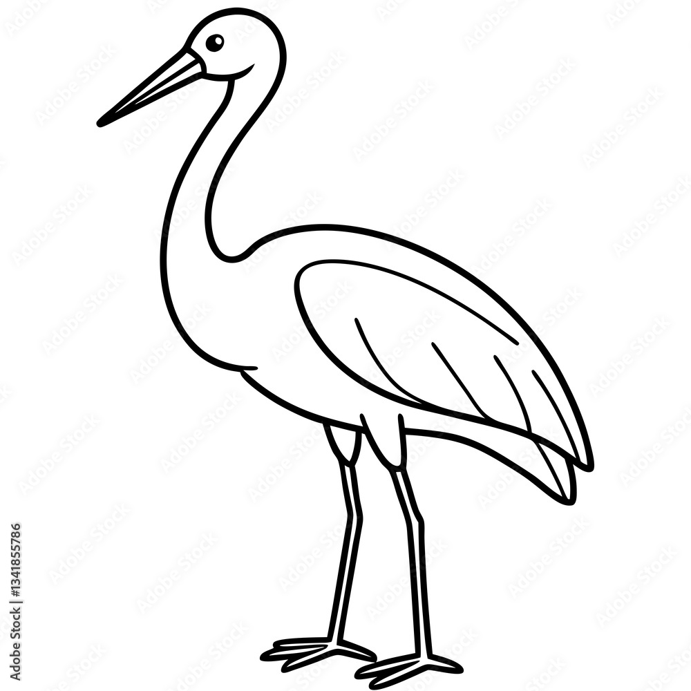 Fototapeta premium Elegant Stork Outline Illustration