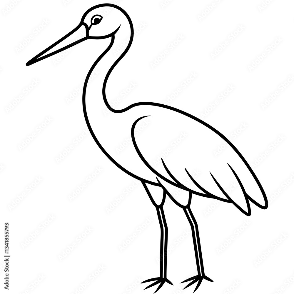 Fototapeta premium Elegant Stork Outline Illustration