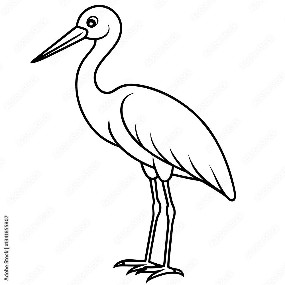 Fototapeta premium Elegant Stork Outline Illustration