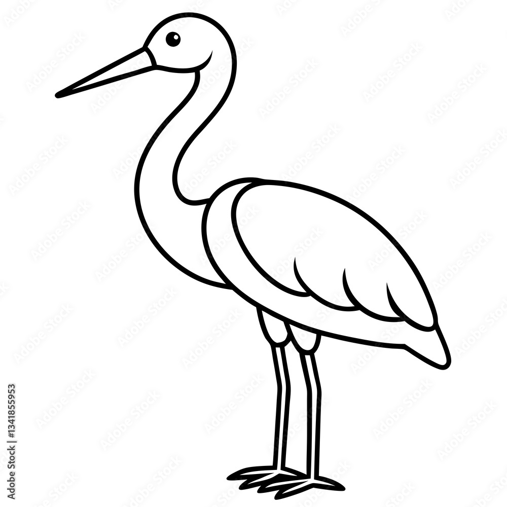 Fototapeta premium Elegant Stork Outline Illustration