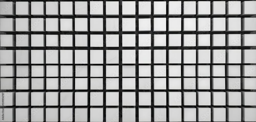 Abstract monochrome grid of squares, simple geometric pattern, black, element