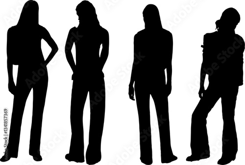 Vector silhouette of ladies, profile view perfect to include in your architecture projects, renders, sketches or plans.