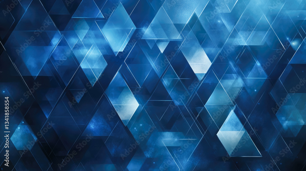Obraz premium Abstract blue geometric pattern with triangles and hexagons