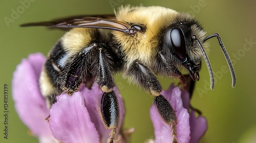 close up of bee on the flower, bee on flower in the nature