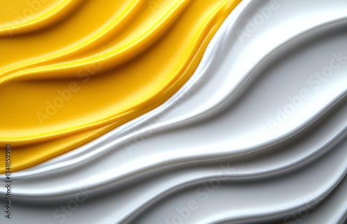 A vibrant, abstract image showcasing smooth, wavy textures in yellow and white. The composition emphasizes depth and flow, perfect for backgrounds or creative projects.