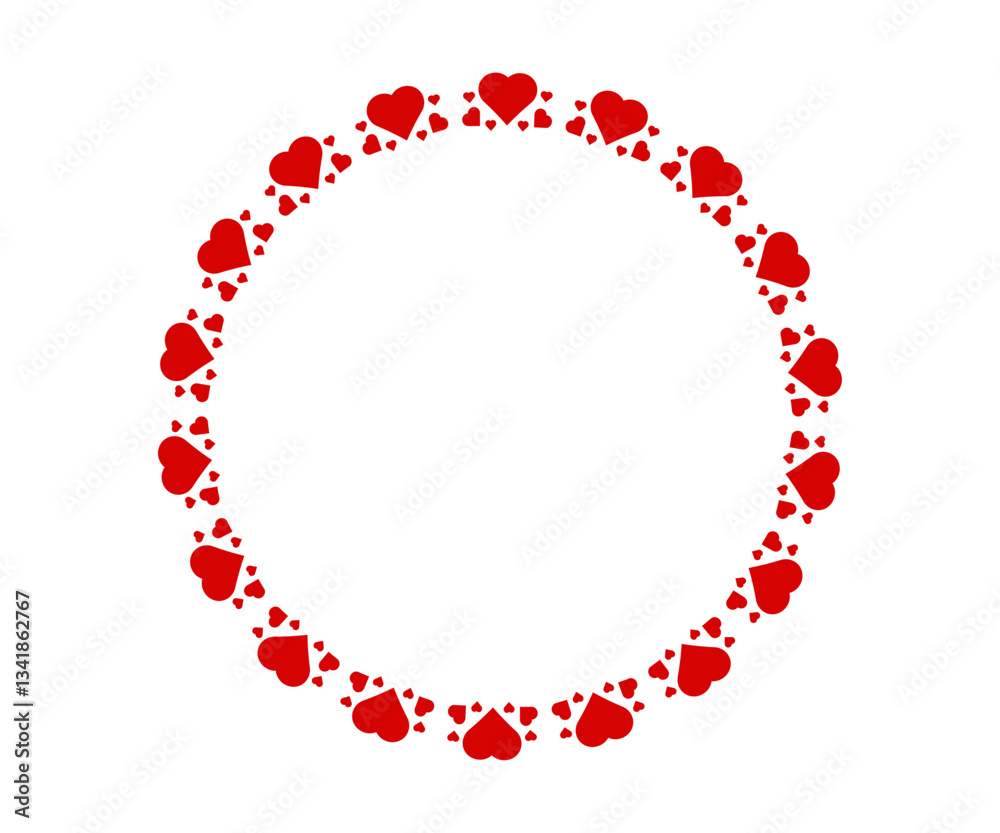Decorative Red Hearts Frame Circle Border Vector Design Decorative Red Hearts Frame Circle Border Vector Design