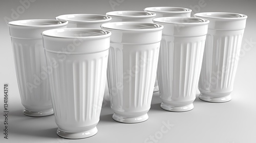 Wallpaper Mural Eight white ribbed glasses in a row. Torontodigital.ca