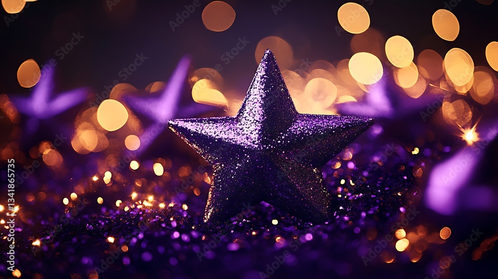 Purple star glitter bokeh backdrop for holiday Purple star glitter bokeh backdrop for holiday