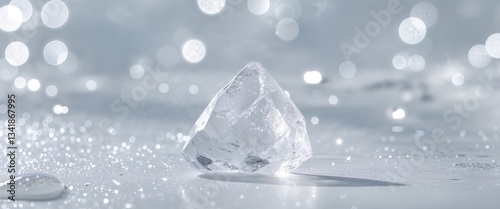 Icy glimmering background with reflective white light and crystal shine