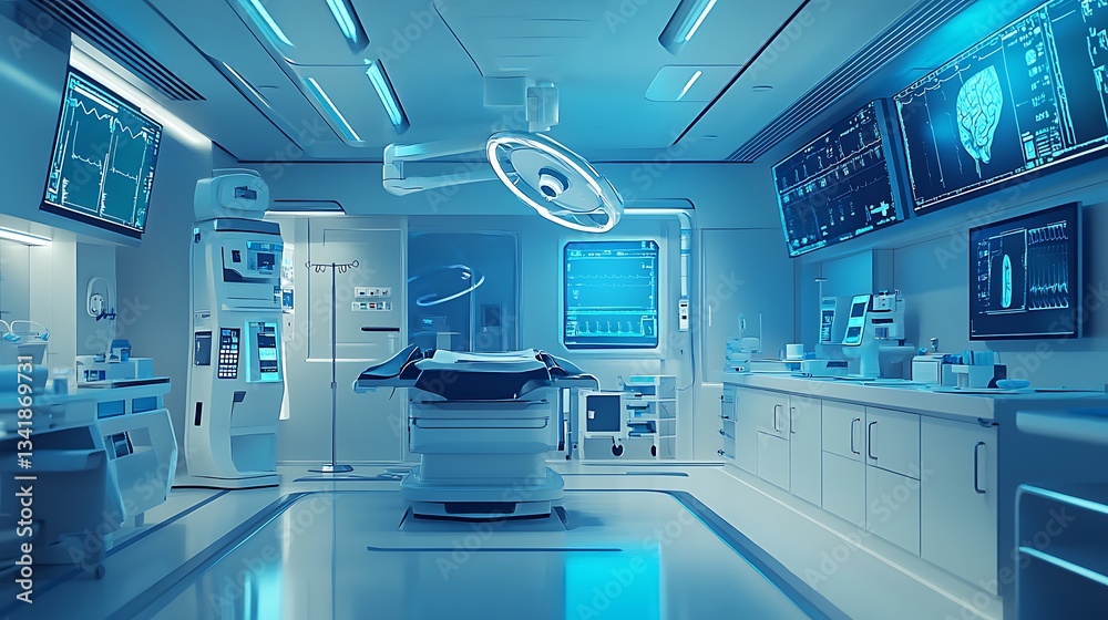 Futuristic Operating Room with High-Tech Medical Equipment - Advanced Surgical Environment Futuristic Operating Room with High-Tech Medical Equipment - Advanced Surgical Environment