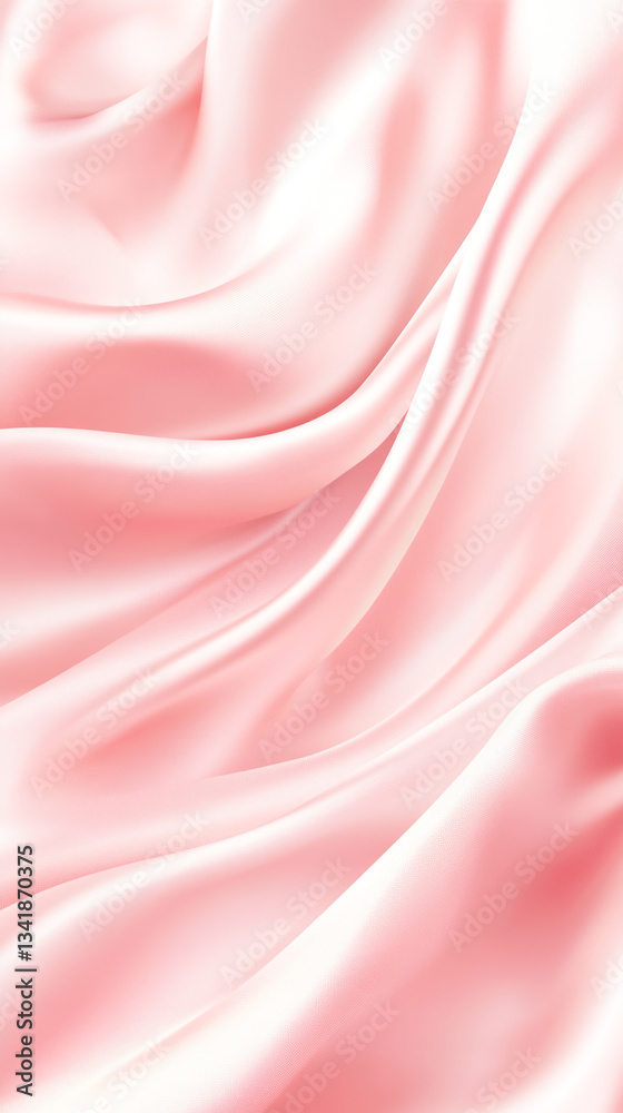Obraz premium Smooth pink satin fabric with elegant folds and soft texture