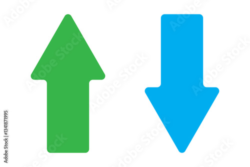 Up and Down sign and data sign.  Up-down arrow. Symbols of moving up and down. Colorful variety up-down arrow. EPS 10