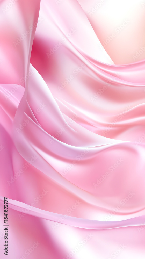 Obraz premium Smooth pink satin fabric with flowing waves and gentle texture