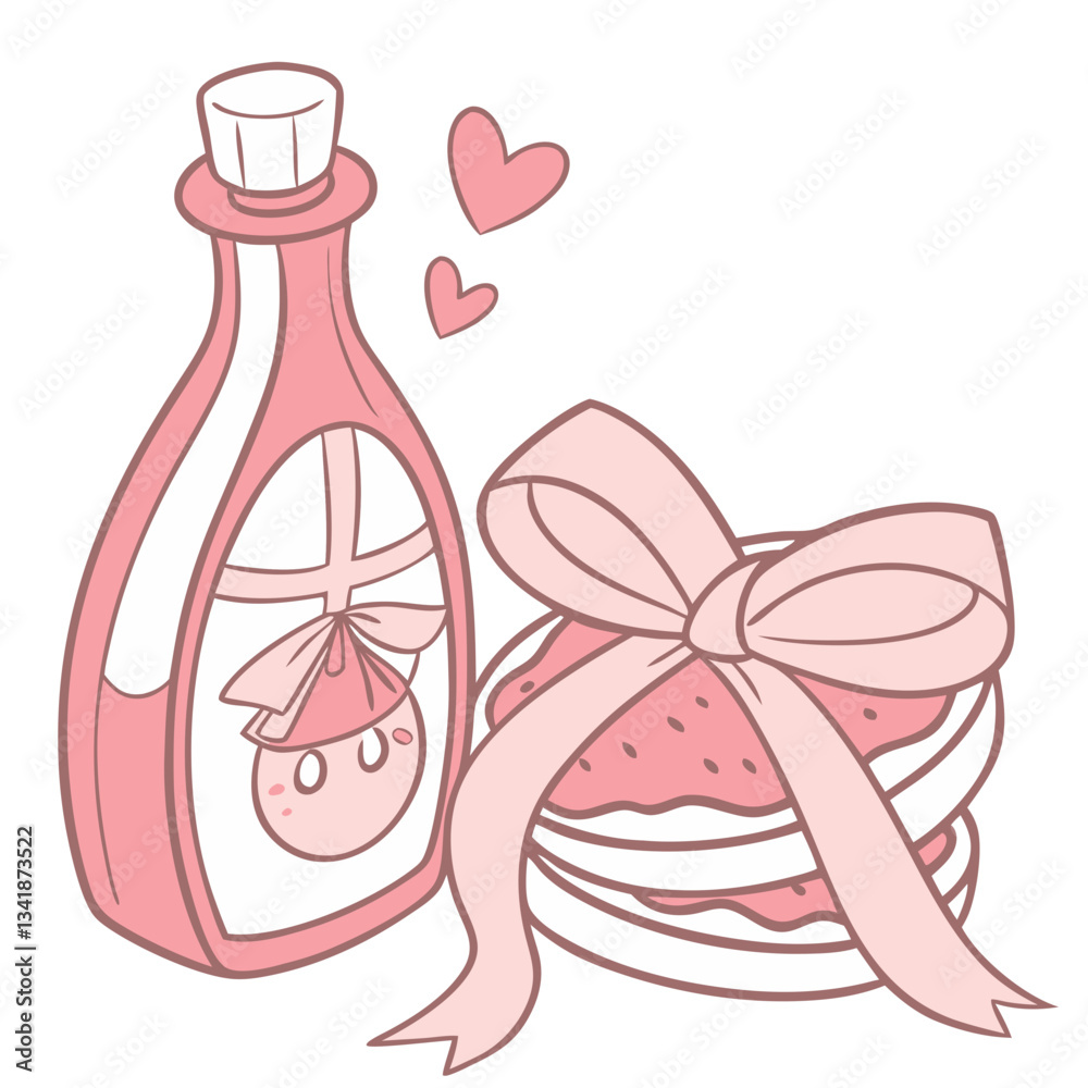 Cute Dessert and Syrup Illustration Cute Dessert and Syrup Illustration