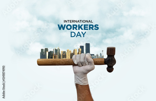 Fotografía happy Workers day or international Labor day concept background