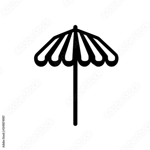 Beach Umbrella Silhouette Shade Protection Island Escape Black and White Minimalist Design