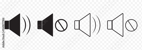 Sound Off and On, Mute speaker, sound off and On icon vector set collection. Volume, audio sign and symbol.