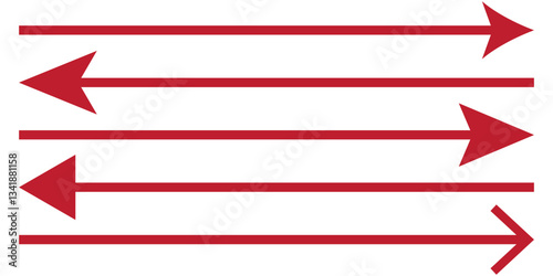 Set of long straight vector arrows