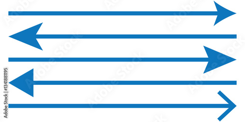 Set of long straight vector arrows
