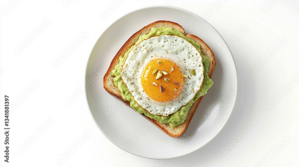 Delicious breakfast concept with pistachio and avocado toast and egg for healthy living Delicious breakfast concept with pistachio and avocado toast and egg for healthy living