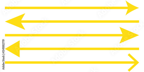 Set of long straight vector arrows
