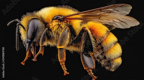 close up of bee on the flower, bee on flower in the nature