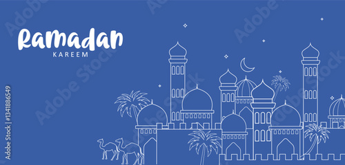 Ramadan Kareem Generous Ramadan greetings for Islam religious festival Eid with illuminated lamp