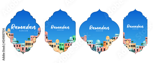 Ramadan Kareem Generous Ramadan greetings for Islam religious festival Eid with illuminated lamp