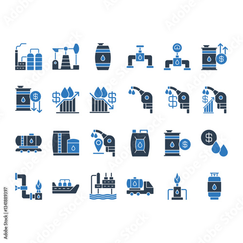 Oil And Gas Industry Icon Set	