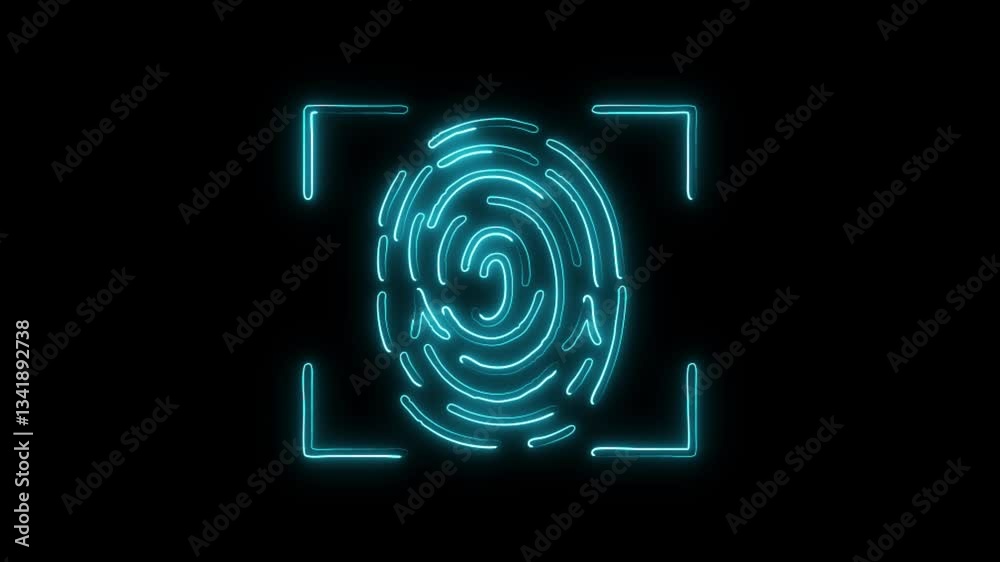 Glowing neon fingerprint Technology icon isolated on black background. HD Video motion graphic animation Glowing neon fingerprint Technology icon isolated on black background. HD Video motion graphic animation
