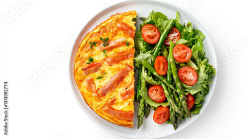 Delicious jamon and asparagus frittata with fresh salad for brunch or entertaining