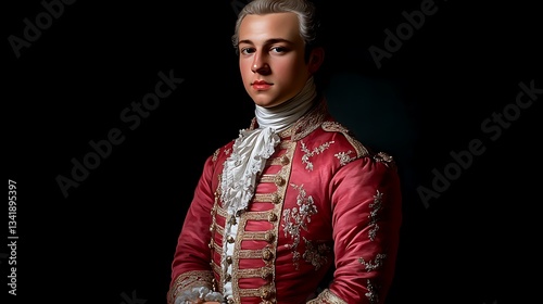 Portrait of a young man in 18th-century clothing.