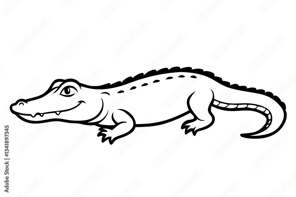 Fototapeta premium alligator line art silhouette vector illustration